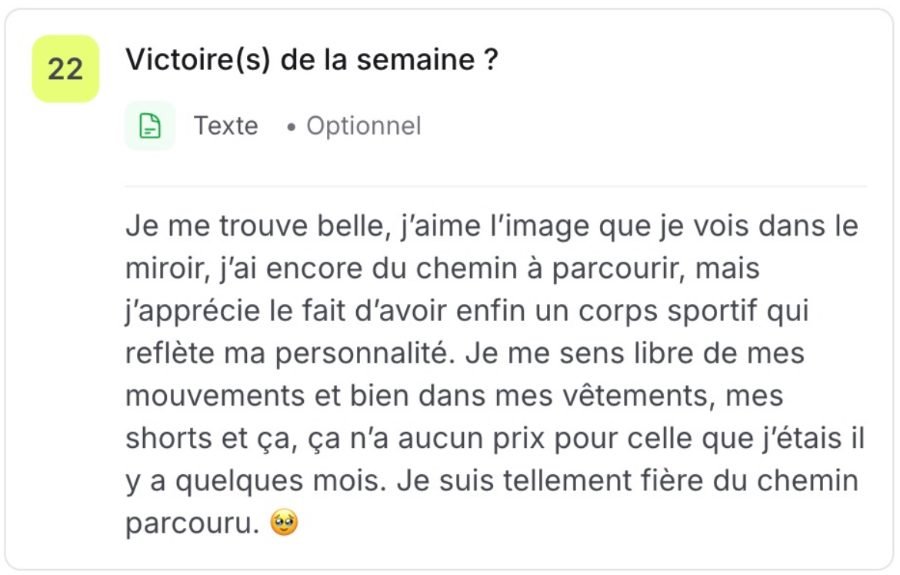 « Je me trouve belle, j'aime l'image que je vois dans le miroir… je me sens libre de mes mouvements et bien dans mes vêtements »